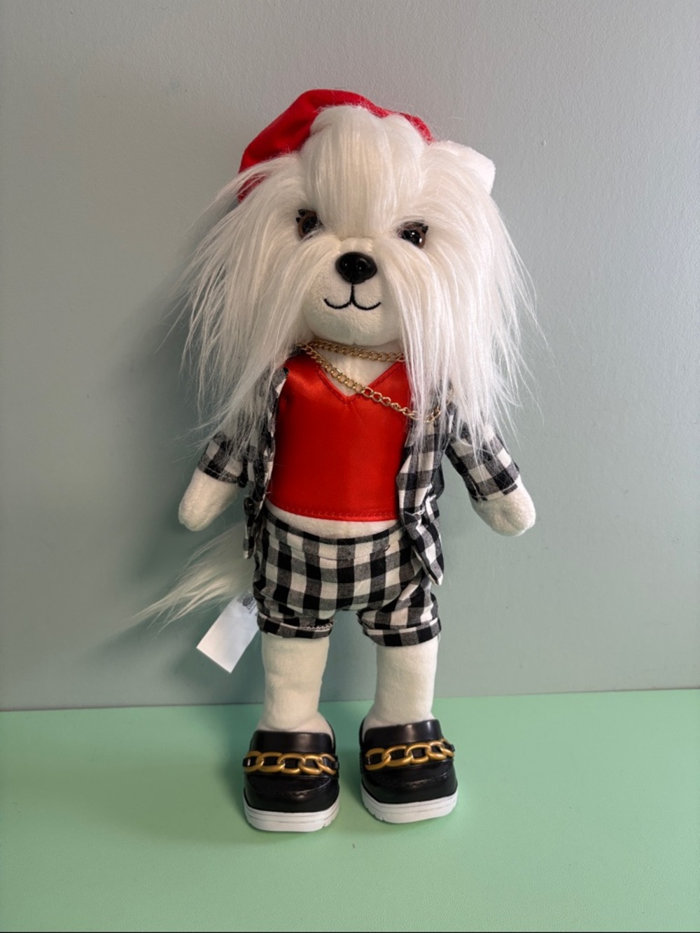 Woof & Co Lily Posable 15” Tall Plush Fashion Dog Doll, Kids Shih Tzu Doll Toy
